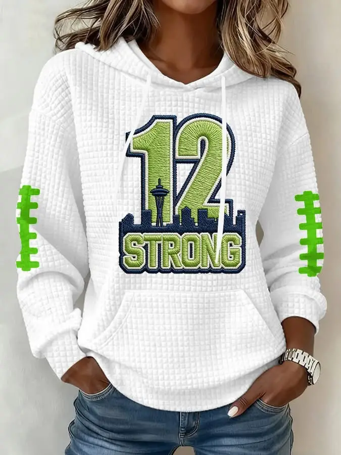 Seattle Seahawks 12 Strong Hoodie Women's Seattle Seahawks Merch Game Day Clothes Outfits