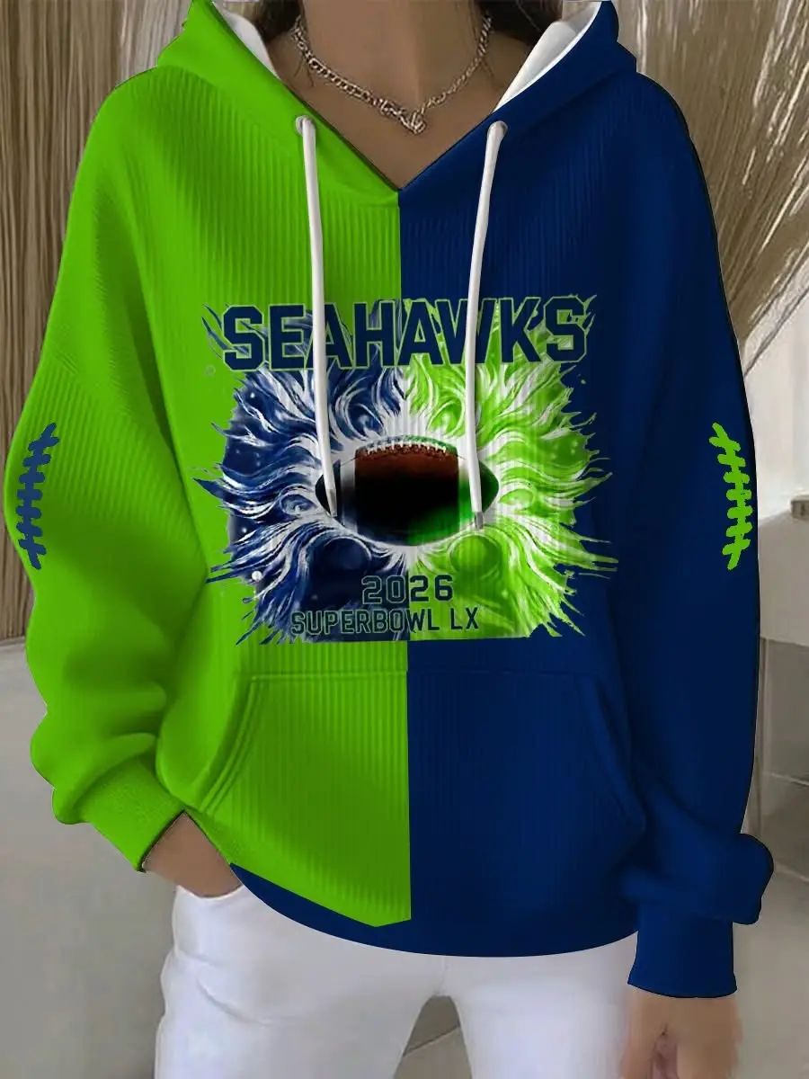 Seattle Seahawks 2026 Super Bowl LX Hoodie Women's Seattle Football Merch Best Gifts For Fans