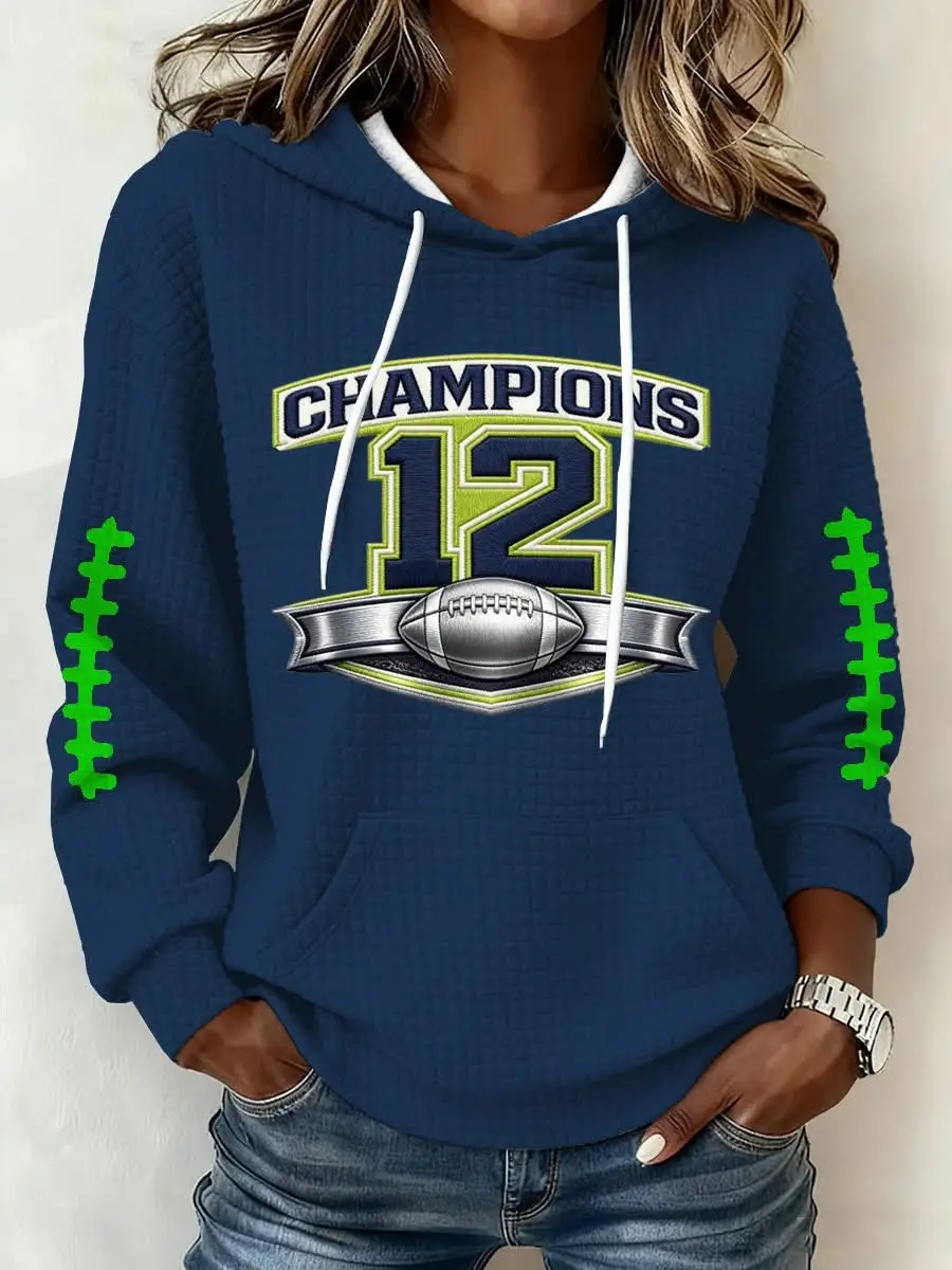 Seattle Seahawks Champions 12 Hoodie Women's Game Day Seattle Football Merch Gifts For Fans