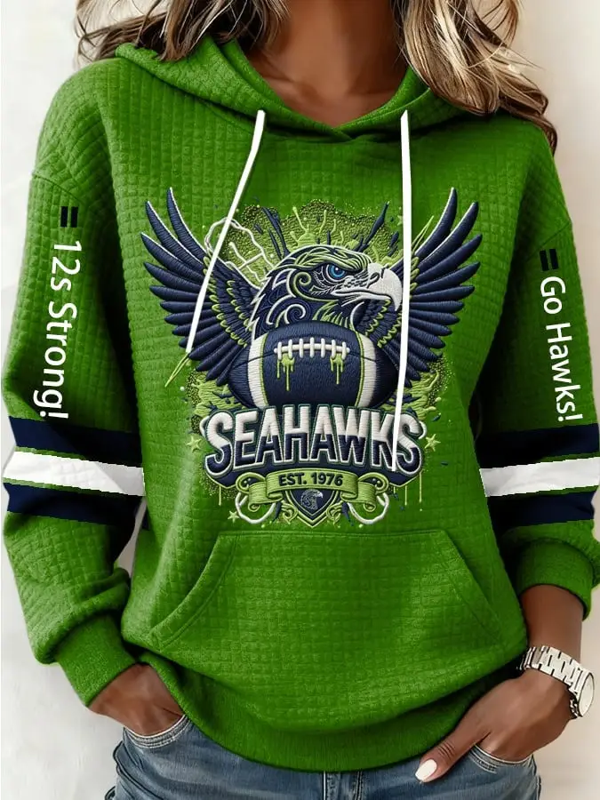 Seattle Seahawks Est 1976 Hoodie Go Hawks 12s Strong Hoodie Women's Game Day Apparel For Fans