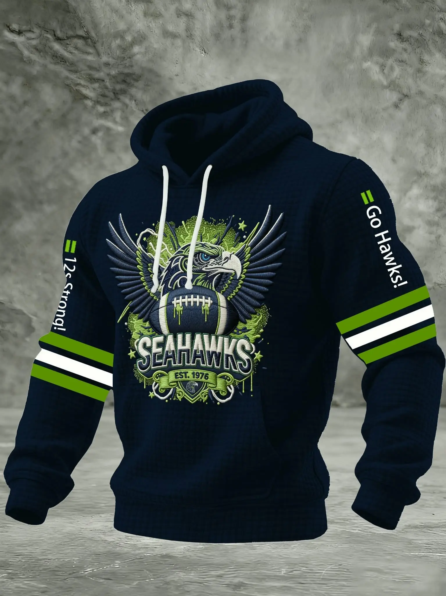 Seattle Seahawks Est 1976 Hoodie Men's Go Hawks 12s Strong Seattle Football Merch For Fans