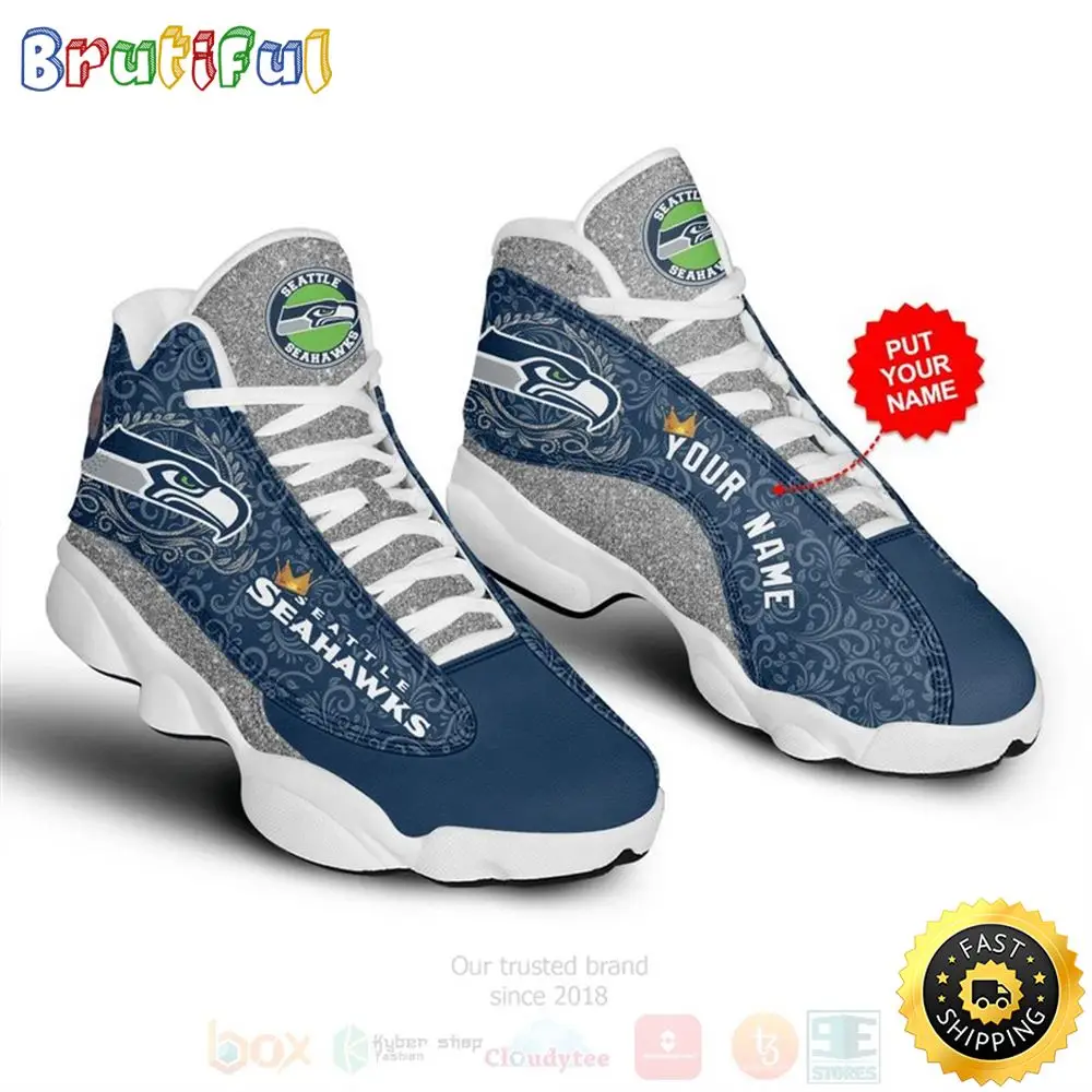 Seattle Seahawks Football Team Nfl Custom Name Air Jordan 13 Shoes