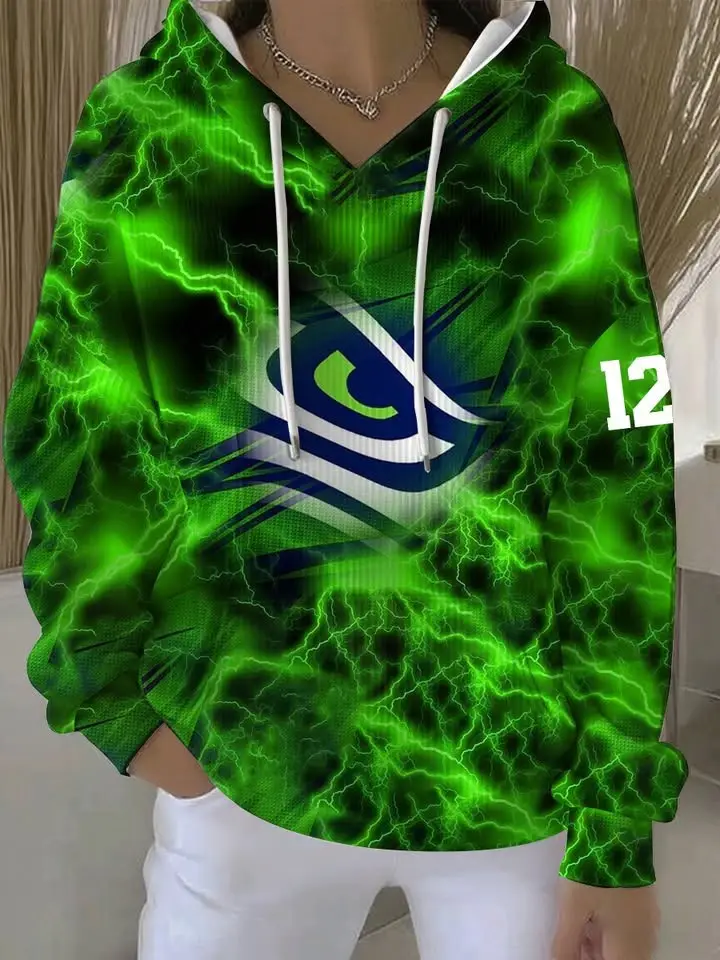 Seattle Seahawks Hoodie Seahawks 12s Hooded Sweatshirt Women's Football Gameday Merch Clothing