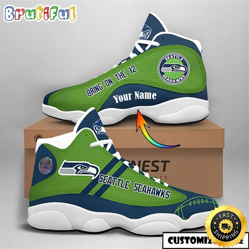 Seattle Seahawks Nfl Custom Name Air Jordan 13 Shoes Seattle Seahawks Nfl Custom Name Air Jordan 13 Shoes - Image 1