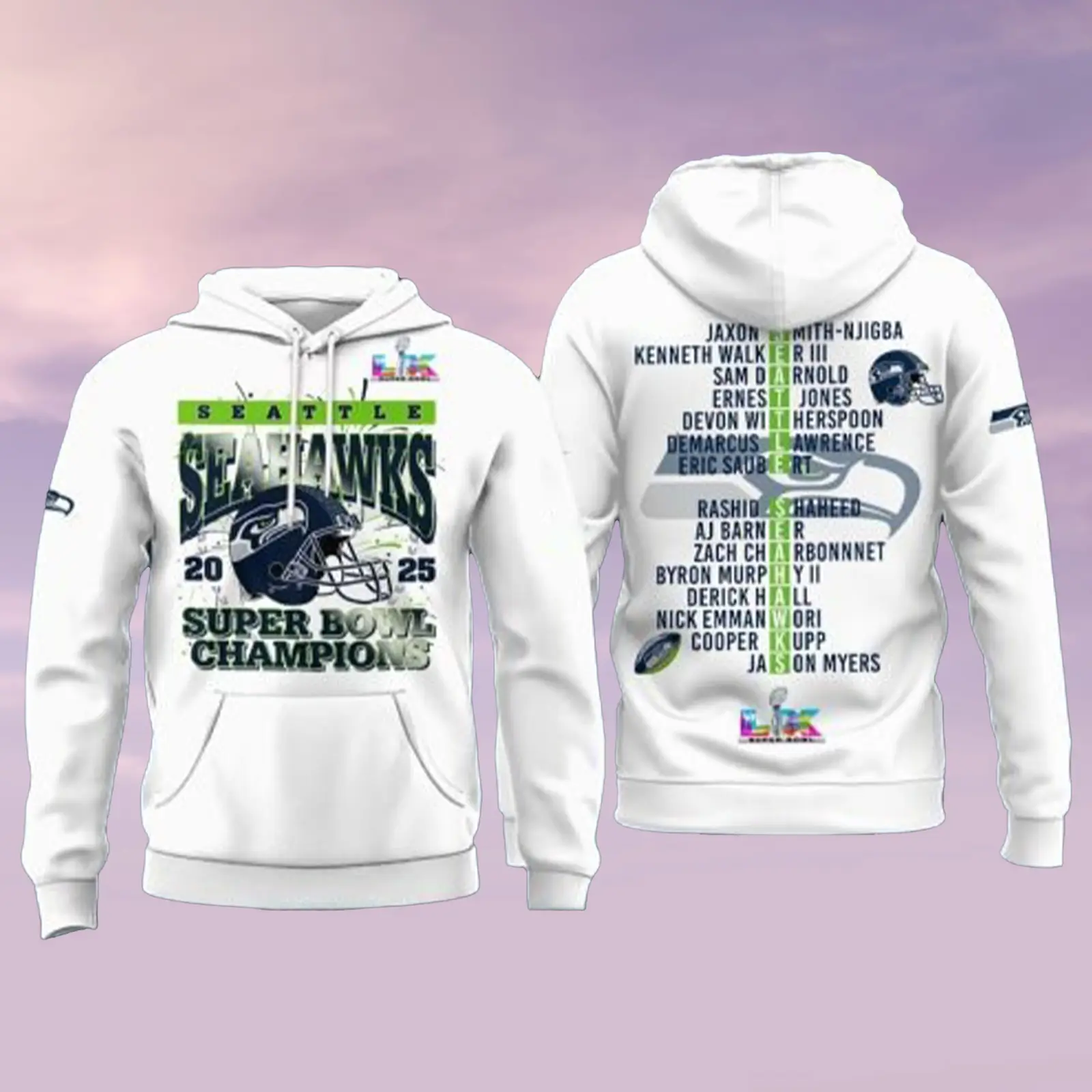 Seattle Seahawks Super Bowl LX Champs Hoodie List Team Members Go Peak Present For Friends