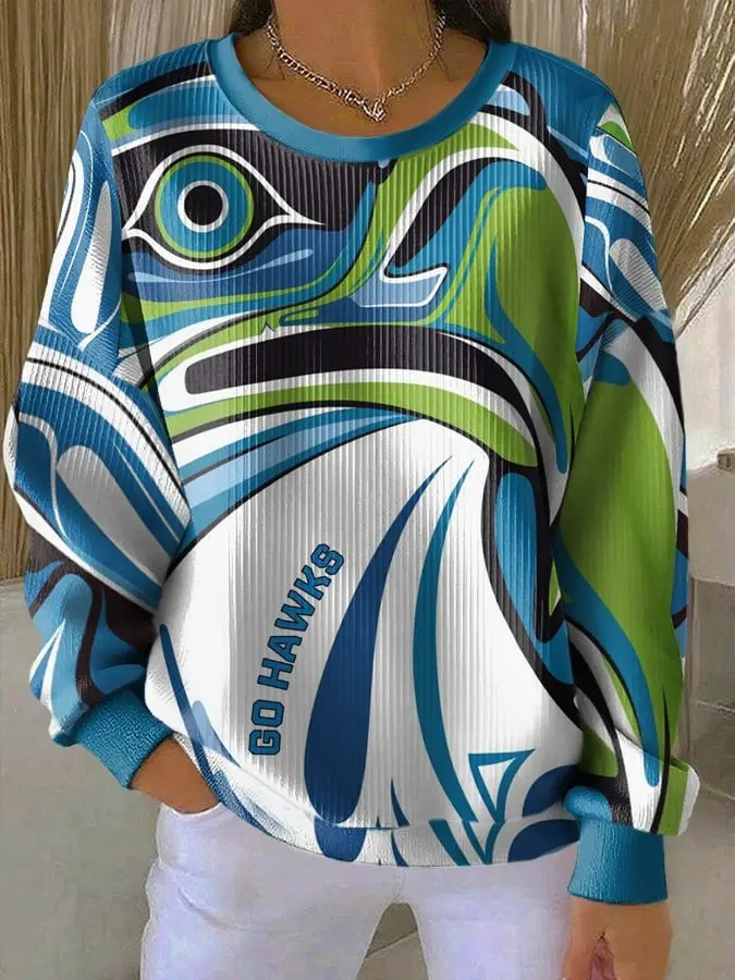 Seattle Seahawks Sweatshirt Go Hawks Sweatshirt Football Game Day Apparel Fan Gear Gift For Her