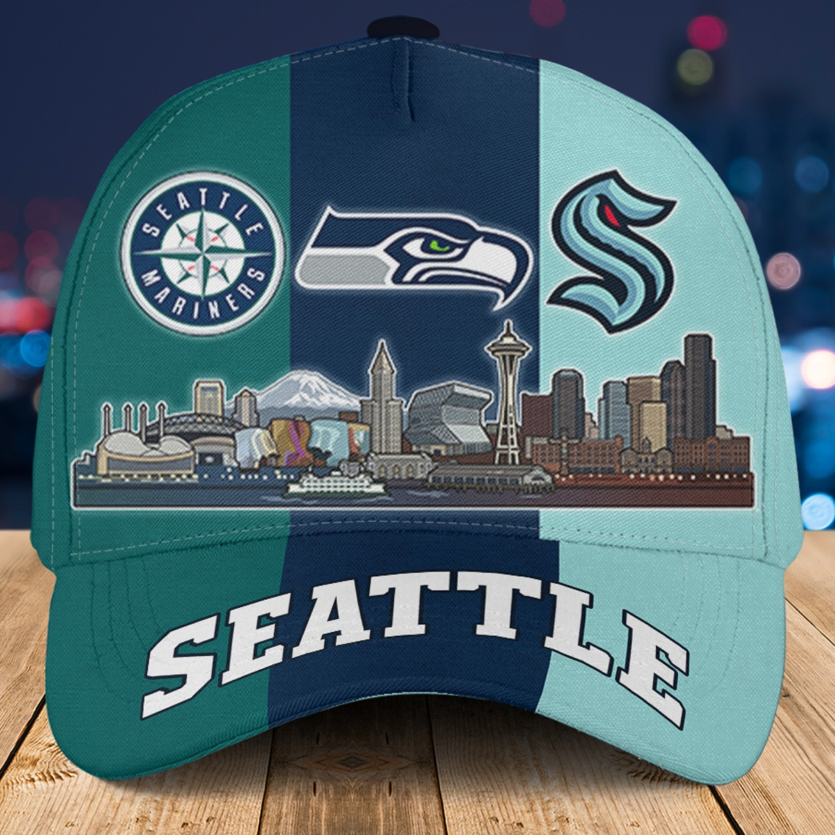Seattle Sports Teams Logos Baseball Cap Seattle City Mashup Merch Gift For Game Day Mom
