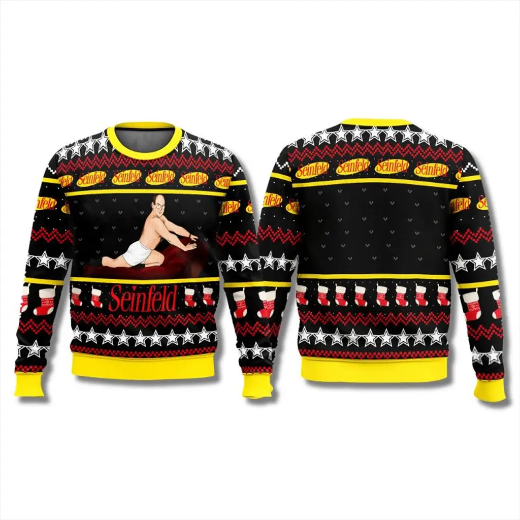 Seinfield George Costanza Funny Ugly Christmas Sweater Mens Xmas Jumpers Gifts For Father - WearandDecor