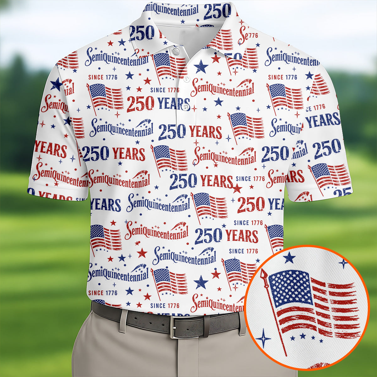 Semiquincentennial 250 Years American Flag Golf Shirt 4th Of July Apparel Patriotic Gifts For Him Semiquincentennial 250 Years American Flag Golf Shirt 4th Of July Apparel Patriotic Gifts For Him - Image 1