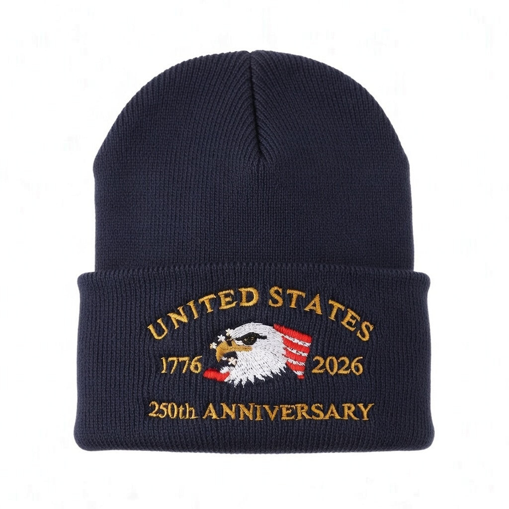 Semiquincentennial Beanie Hat US Bald Eagle Merchandise Best Patriotic Gifts