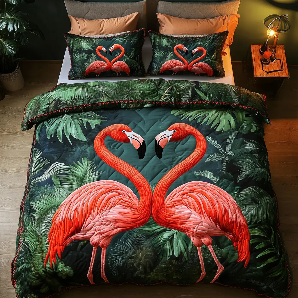 Serene Feather Quilted Bedding Set Heartwarming Bedding Gift for Loved Ones Serene Feather Quilted Bedding Set Heartwarming Bedding Gift for Loved Ones - Image 1