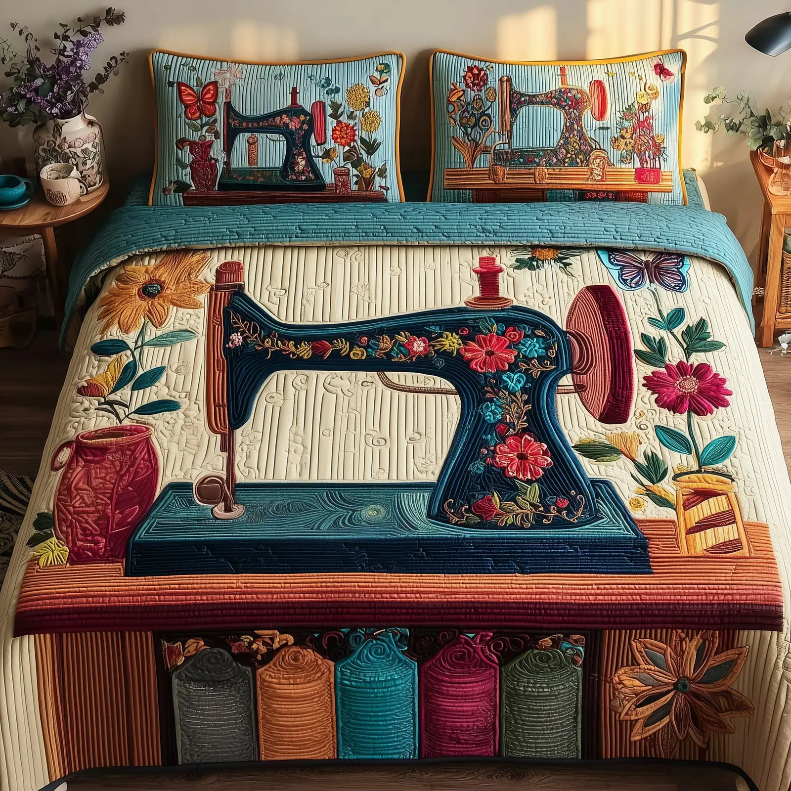 Sewing Quilted Bedding Set Breathable