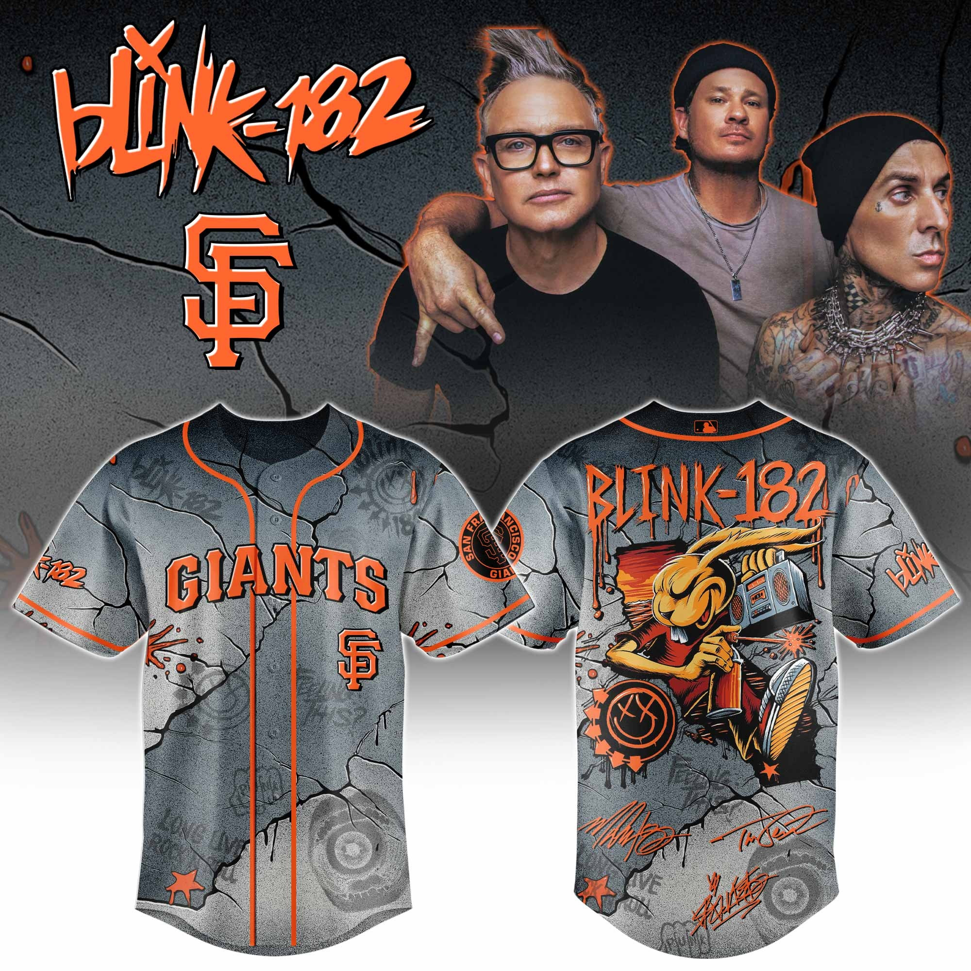 SF 49ers Blink 182 Jersey T-Shirt Blink-182 Giants Music Merch Gift For Music Enthusiasts