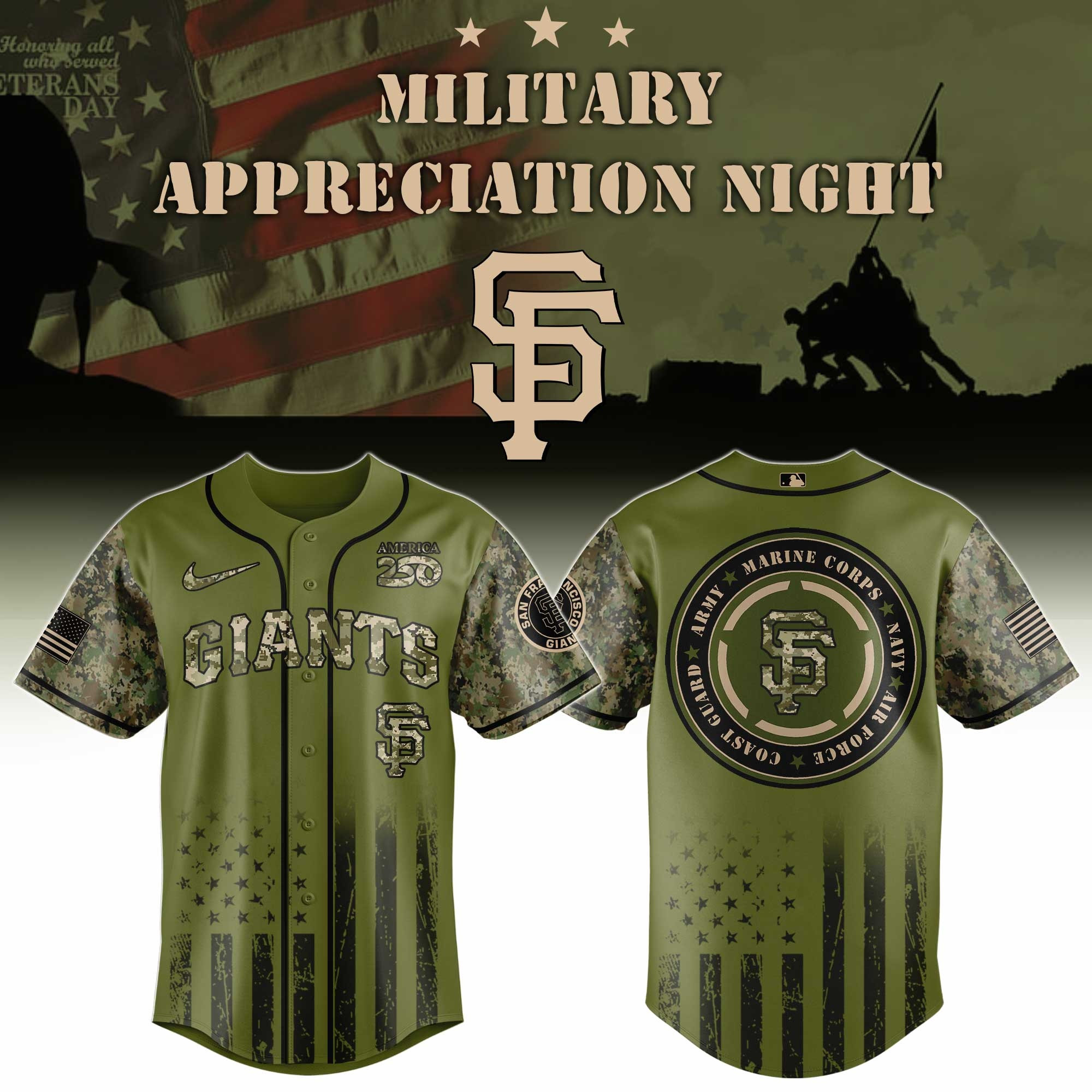 SF 49ers Military 2026 Jersey Giants Military Appreciation Night Merch Gift For Him