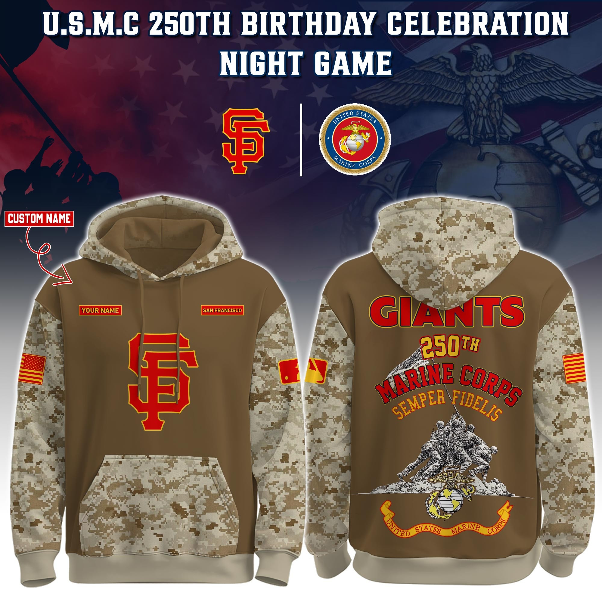 SF 49ers USMC 250th Birthday Hoodie San Francisco Giants Marine Corps Merch Gift For Game Day