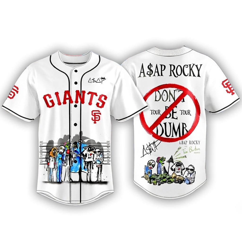SF Giants x ASAP Rocky Don't Be Dumb Tour Baseball Jersey SF Giants Merch Gifts For Fan