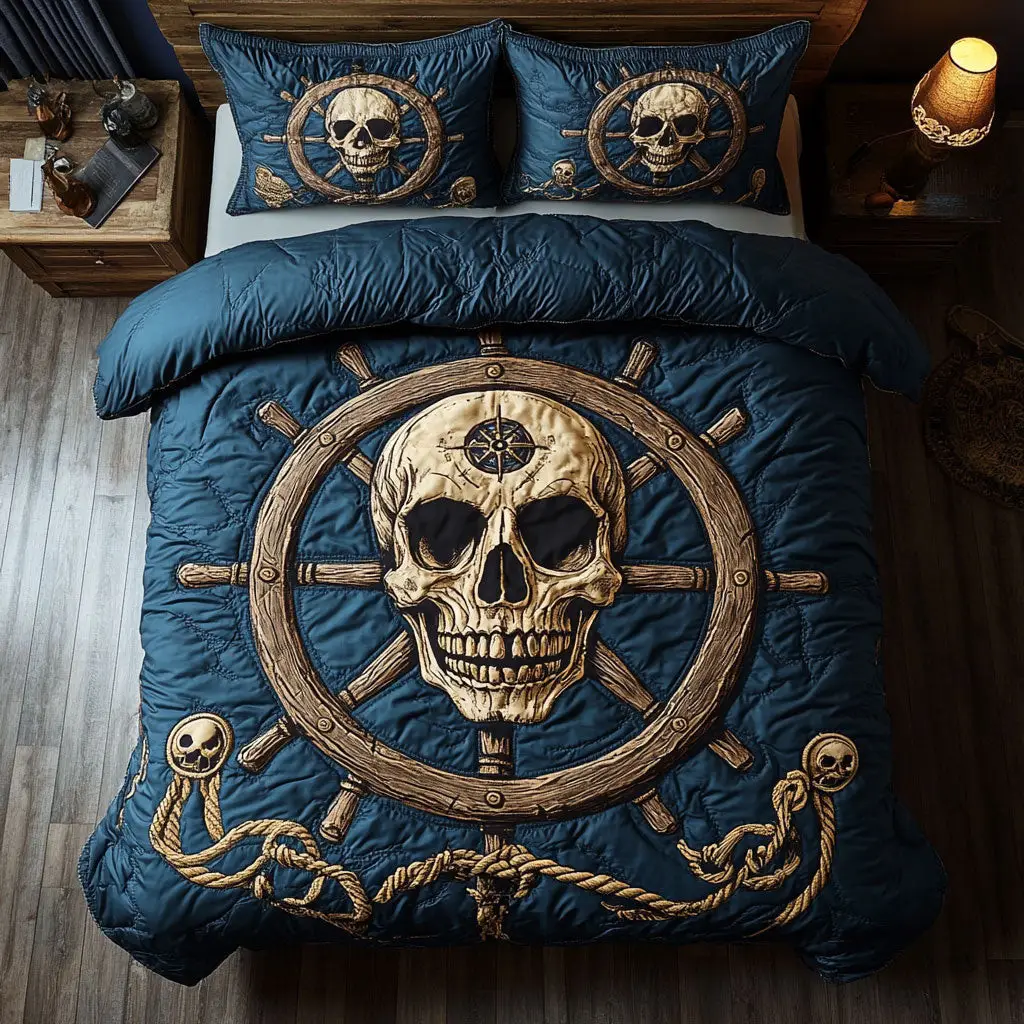 Shadowed Skull Quilted Bedding Set Duvet Cover Bedspread Best Gifts Bedroom Decorative
