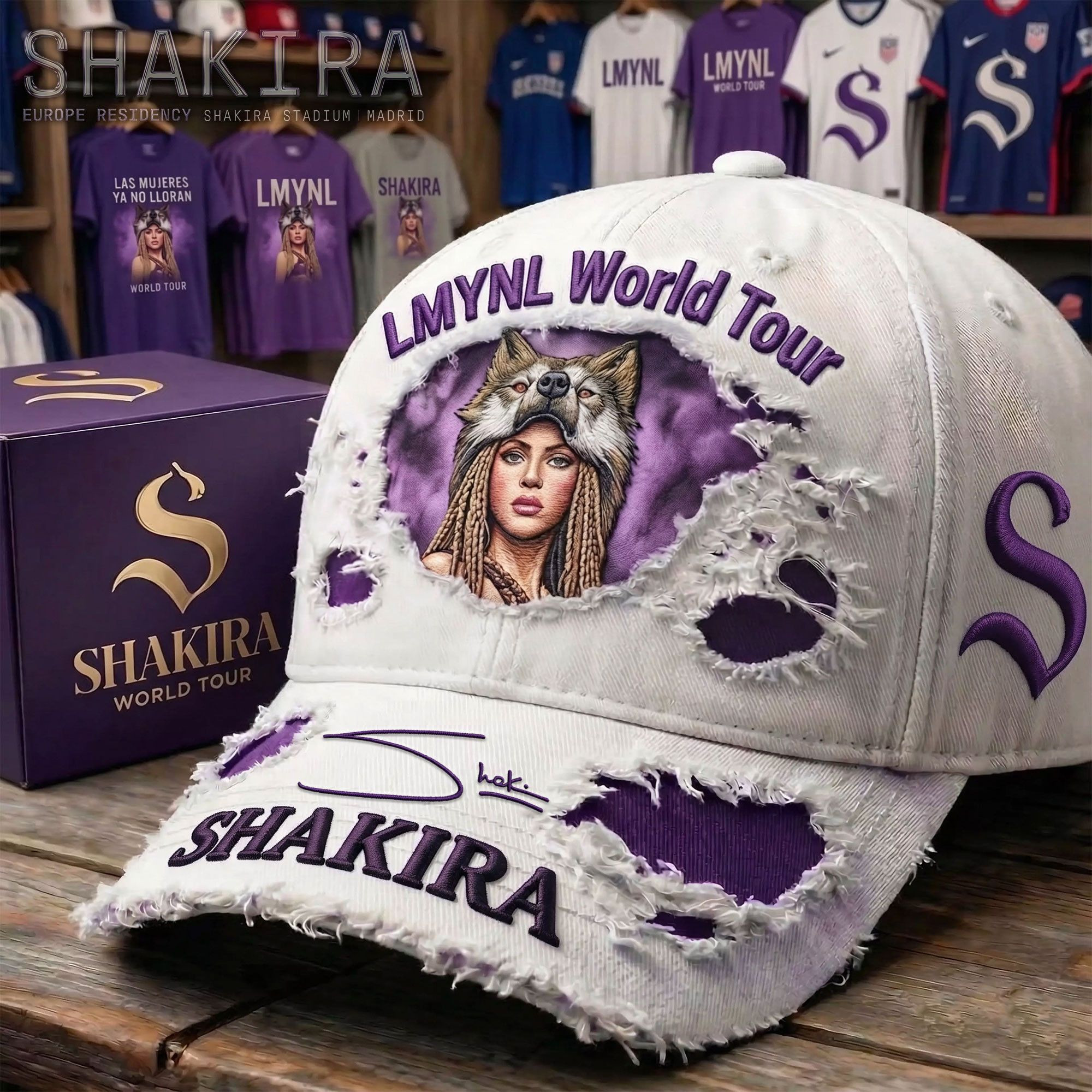 Shakira LMYNL World Tour Dad Hat Signature And Wolf Baseball Cap Gift For Fans Shakira LMYNL World Tour Dad Hat Signature And Wolf Baseball Cap Gift For Fans - Image 1