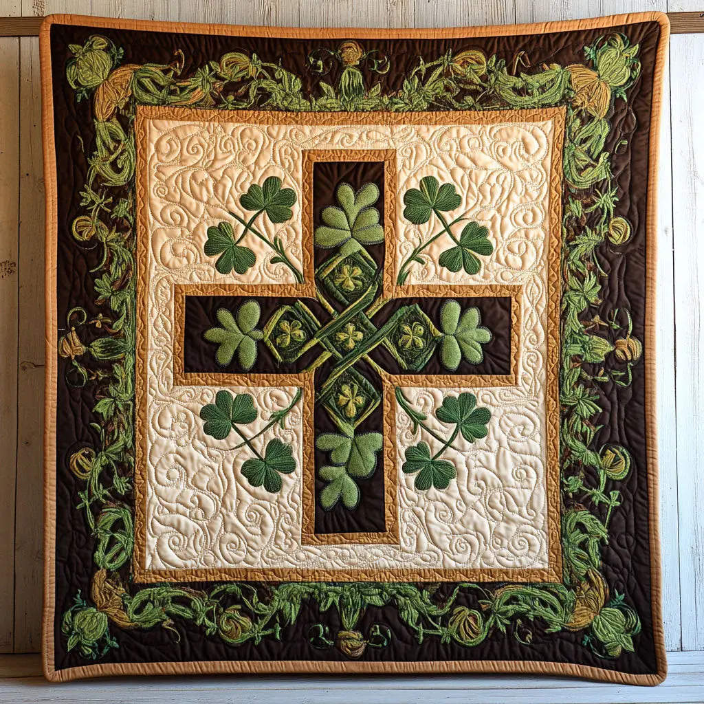 Shamrock Cross Quilted Blanket Rustic Home Decor Best St Pats Gifts For Boyfriend