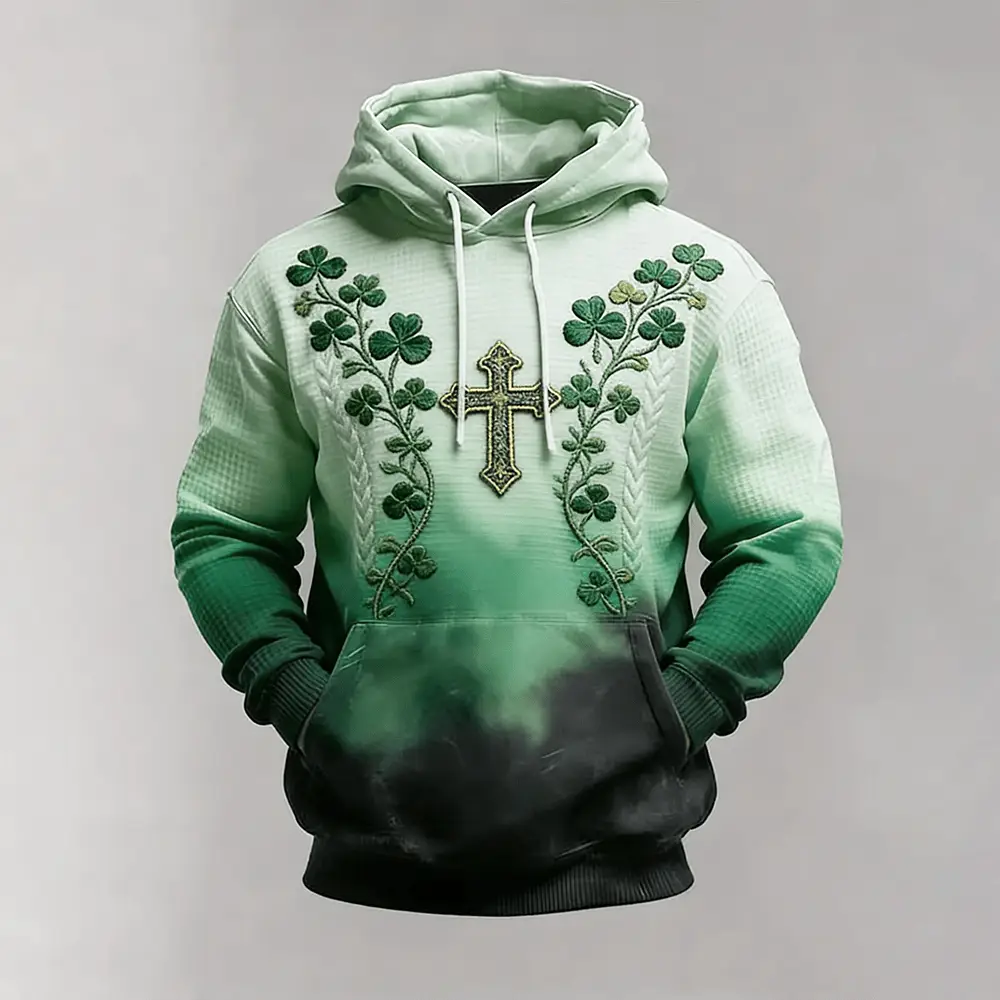 Shamrock Design Faith Hoodie St Patrick's Day Hooded Sweatshirt Best Present For Him