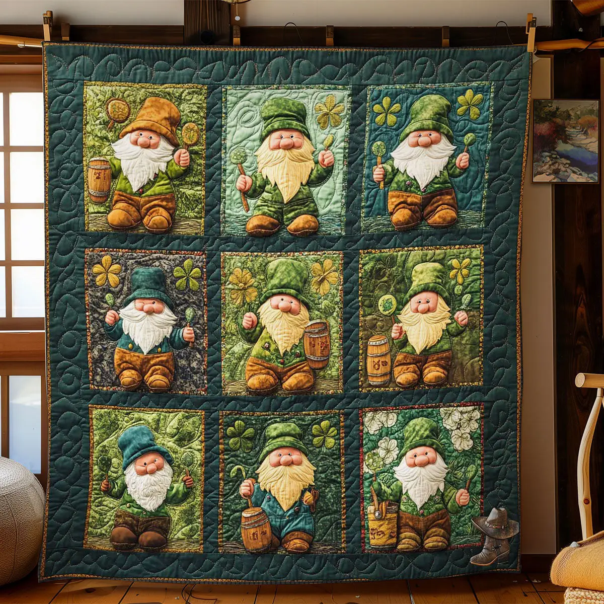Shamrock Gnome Tales Quilted Blanket Bedroom Decor Ideas St Pats Gifts For Women