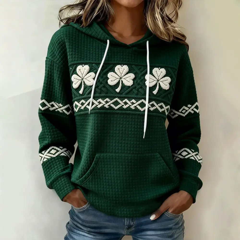 Shamrock Graphic Design Hoodie Saint Patrick's Day 2026 Hooded Sweatshirt