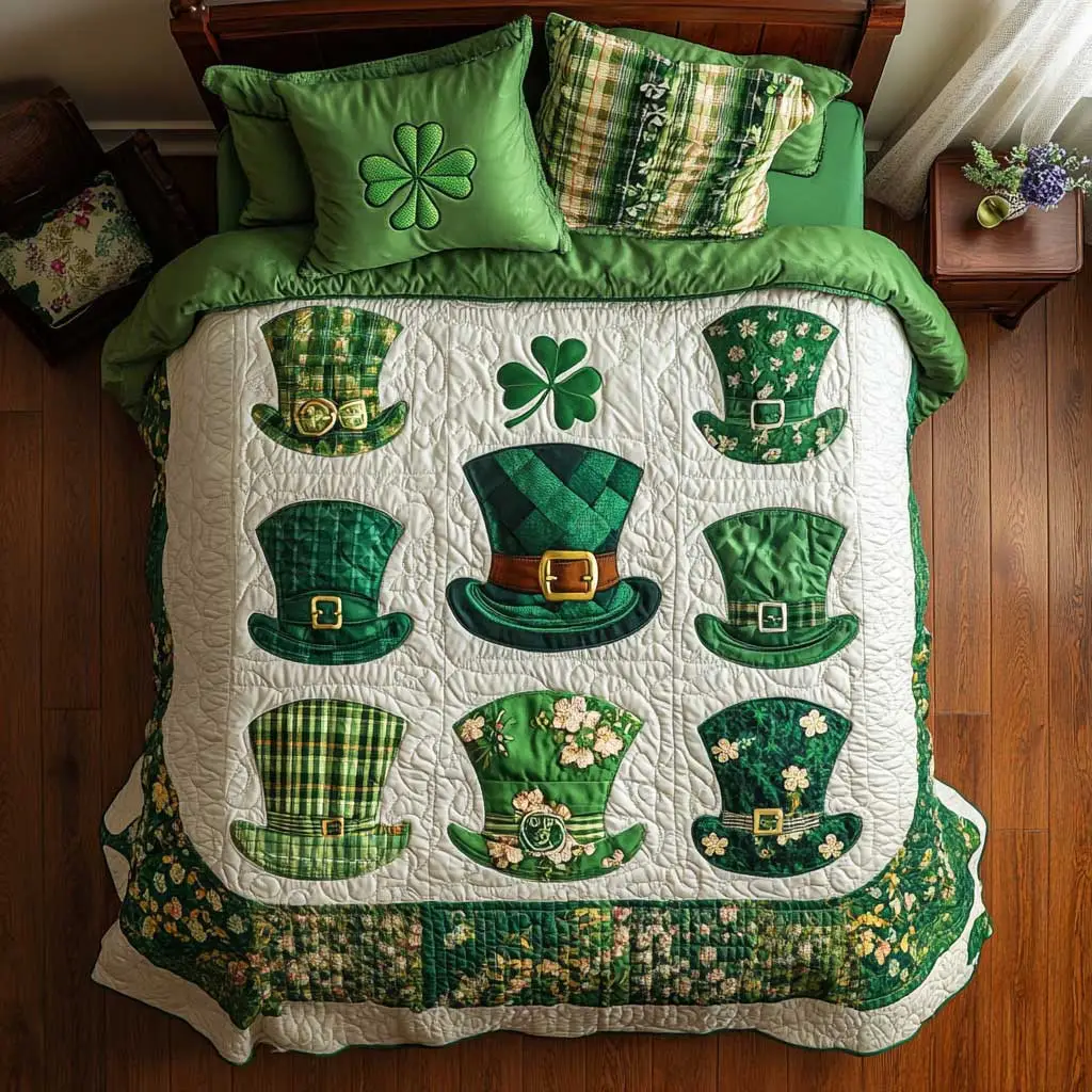 Shamrock Hat Irish Duvet Cover Set Quilt Bedding Set Bedspread Best St Patricks Day Gift Idea