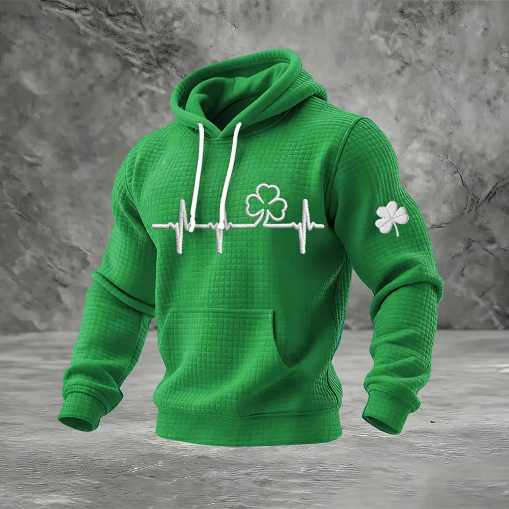 Shamrock Heartbeat St Patrick's Day Hoodie Happy Saint Patrick's Day Apparel Gift For Him Shamrock Heartbeat St Patrick's Day Hoodie Happy Saint Patrick's Day Apparel Gift For Him - Image 1