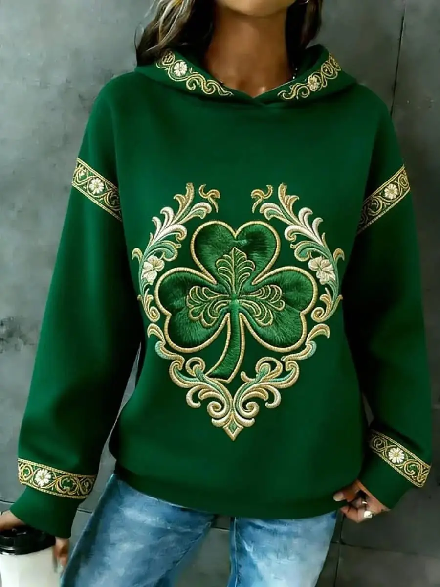 Shamrock Hoodie St Patrick's Day Green Clothing Gifts For Wife Ireland