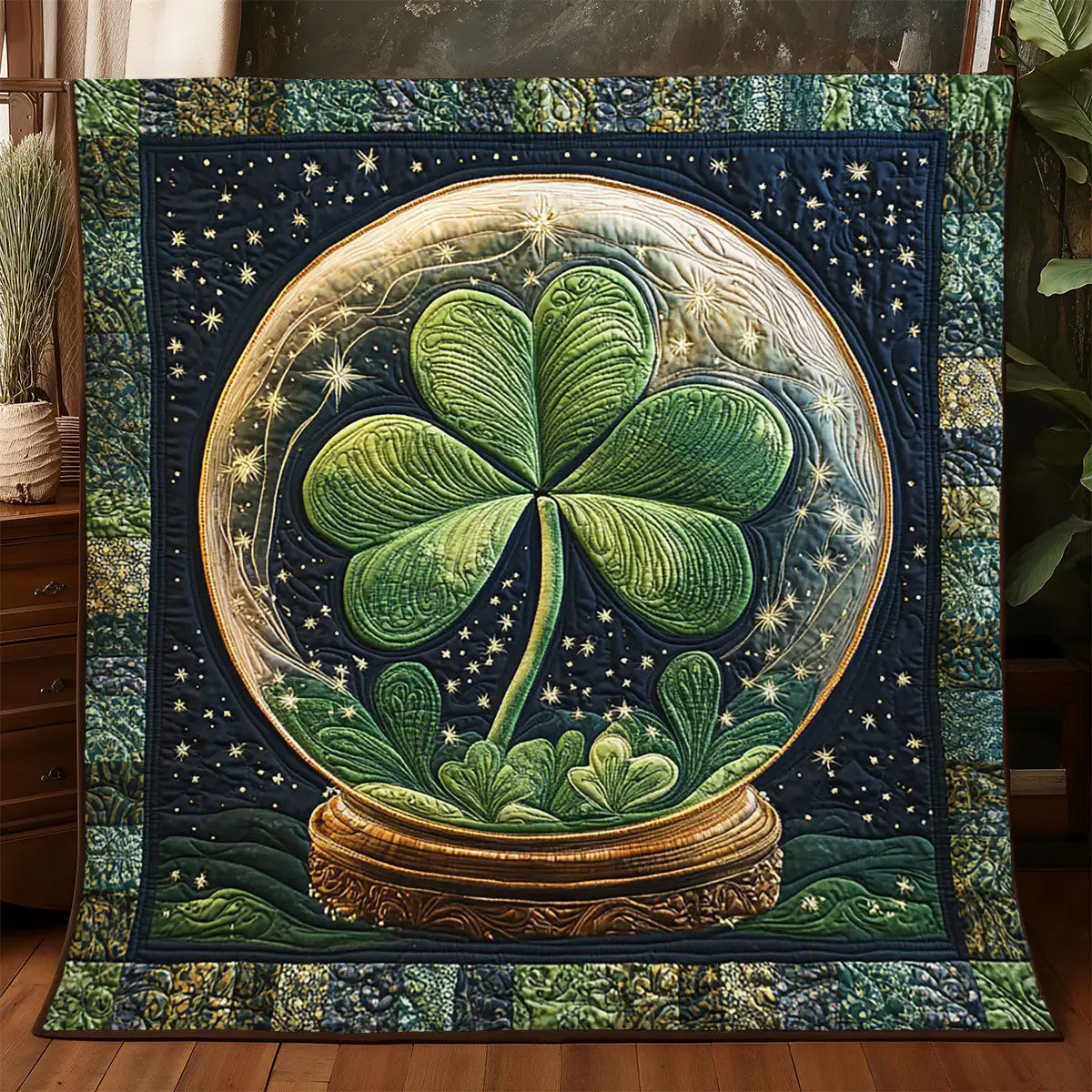 Shamrock Quilted Blanket Trendy Home Decor St Patricks Day Presents For Girlfriend