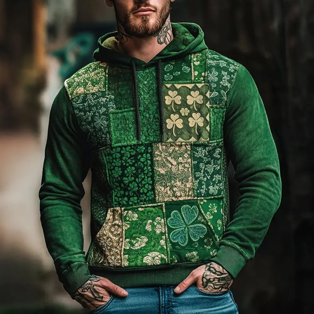 Shamrock St Patrick's Day Hoodie Vintage Hoodie Patrick's Day Gifts For Men