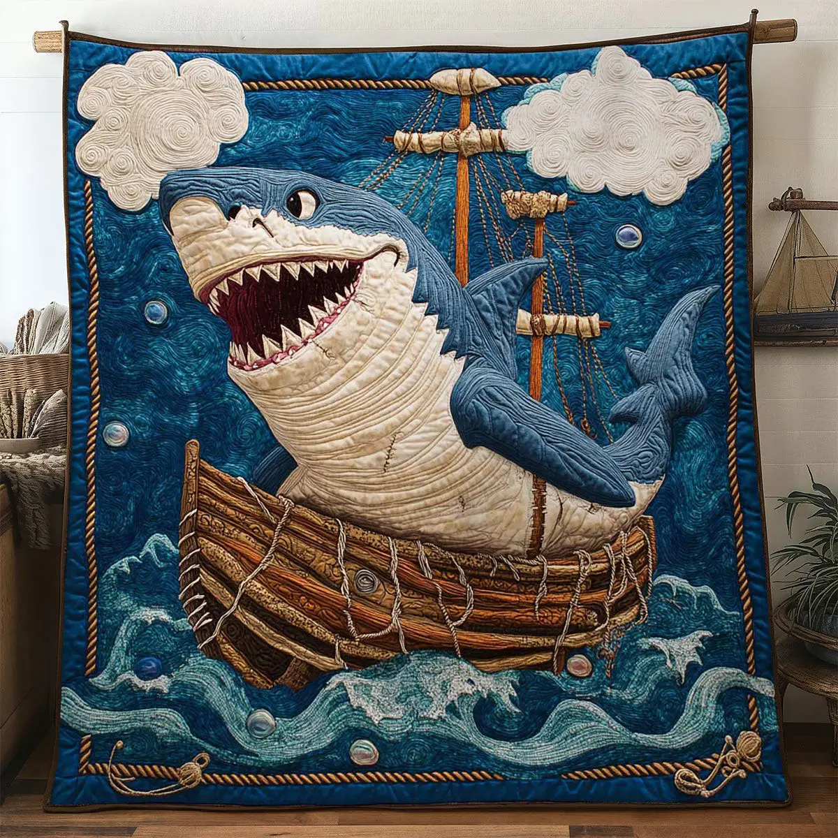 Sharky Seas Quilt Warm and Stylish Quilt Blanket for Winter Nights Sharky Seas Quilt Warm and Stylish Quilt Blanket for Winter Nights - Image 1