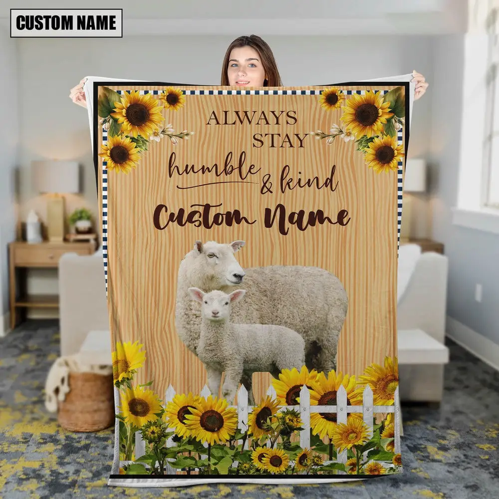 Sheep Custom Name Always Stay Humble and Kind Blanket Farm Blanket Gift Ideas For Farmers Sheep Custom Name Always Stay Humble and Kind Blanket Farm Blanket Gift Ideas For Farmers - Image 1
