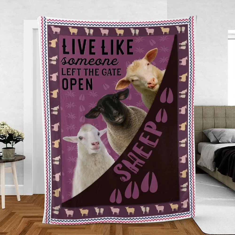 Sheep Hoof Pattern Purple Background Blanket Farm Blanket Unique Gifts For Farmers