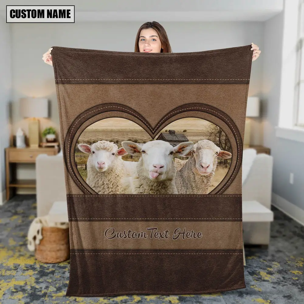 Sheep In Heart Personalized Name Blanket Farm Blanket Gift Ideas For Farmers