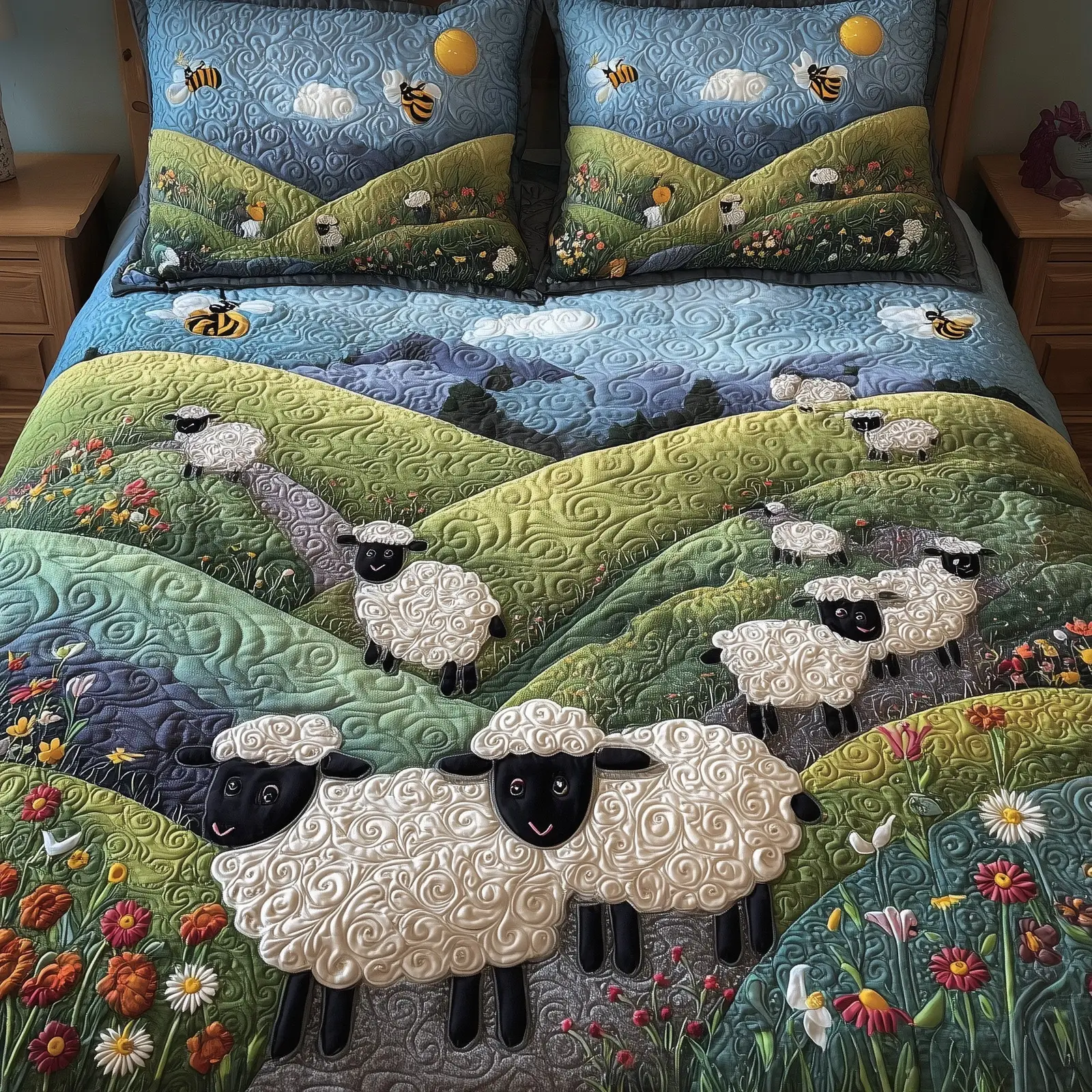 Sheep Mountain Quilted Bedding Set Birthday Gift