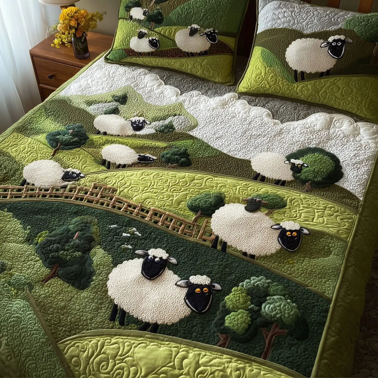 Sheep Mountain Quilted Bedding Set Classic Style