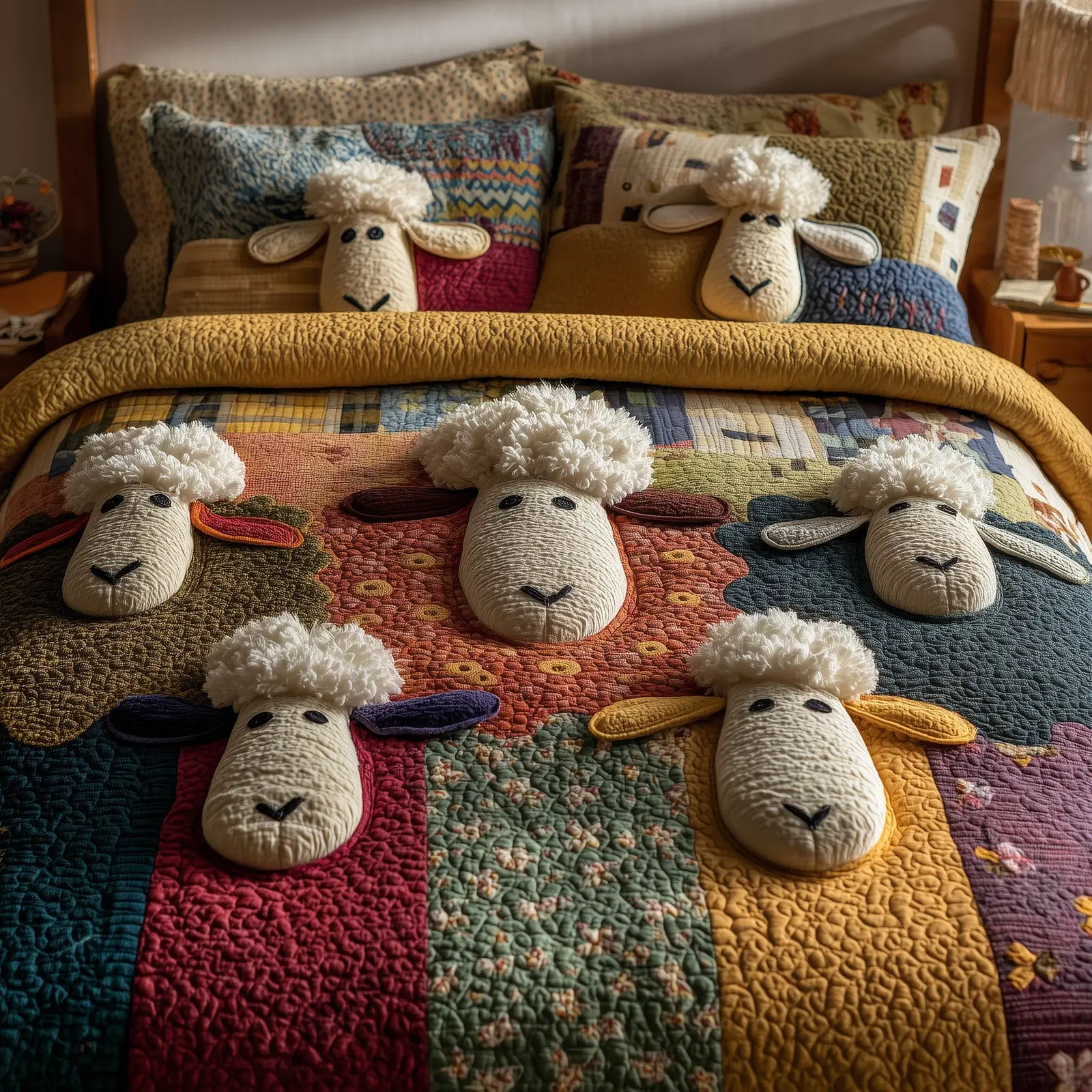 Sheep Serenity Quilted Bedding Set Machine Washable