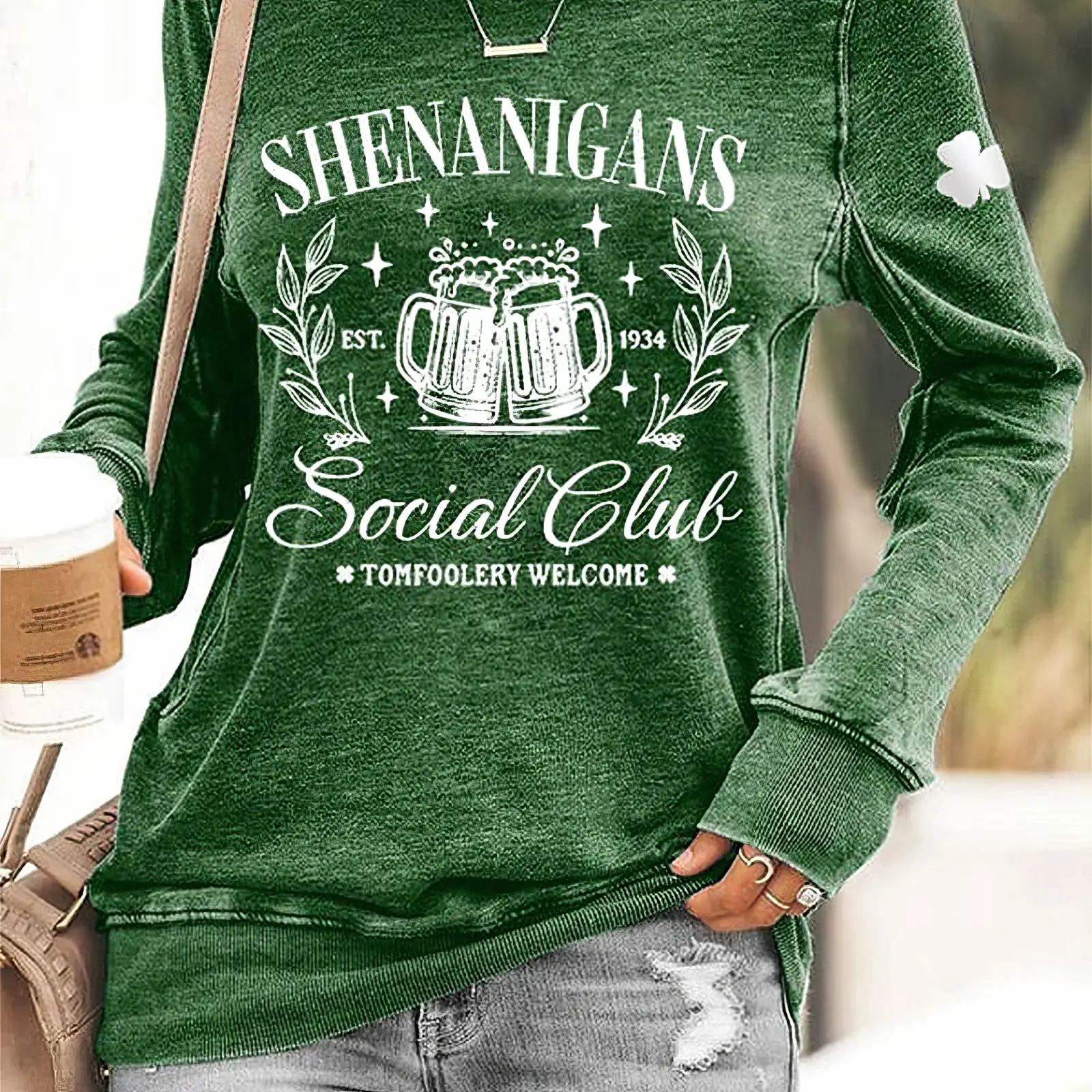 Shenanigans Social Club Sweatshirt Women St.Patrick's Day Clothing Gifts For Wife