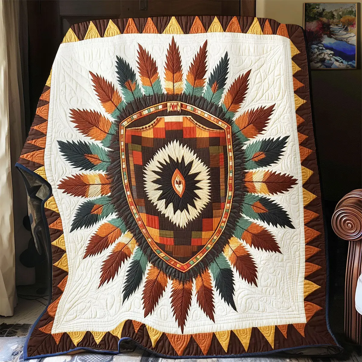 Shield Native American Quilt Blankets Dad Gifts For Father's Day 2025
