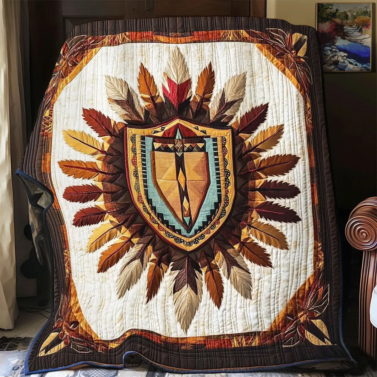 Shield Native American Quilt Blankets Luxury Mother's Day Gifts