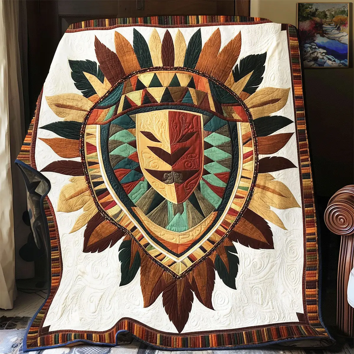 Shield Native American Quilt Blankets Special Birthday Gifts For Grandma Shield Native American Quilt Blankets Special Birthday Gifts For Grandma - Image 1