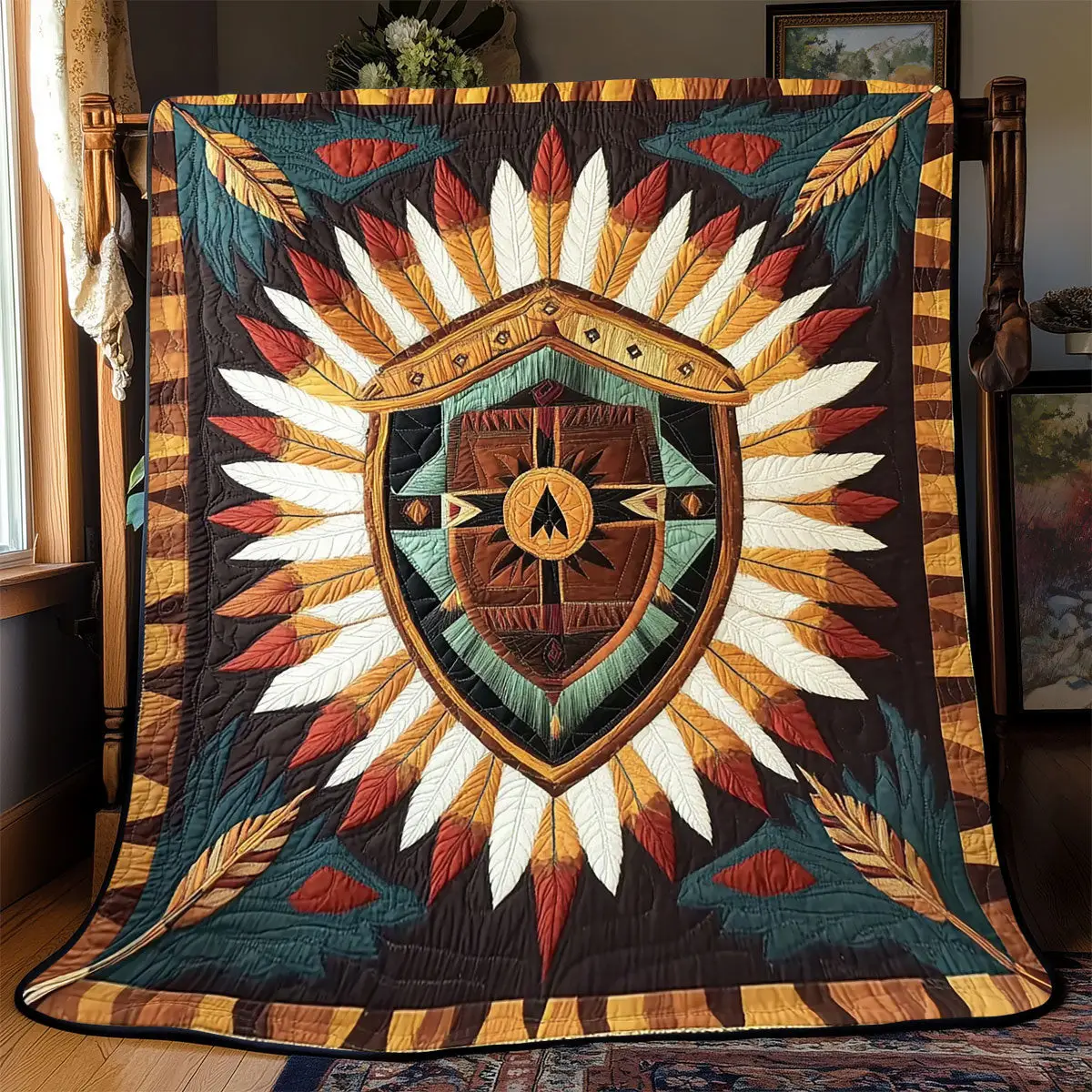 Shield Native American Quilt Blankets Throws And Blankets Cute Mothers Day Gifts