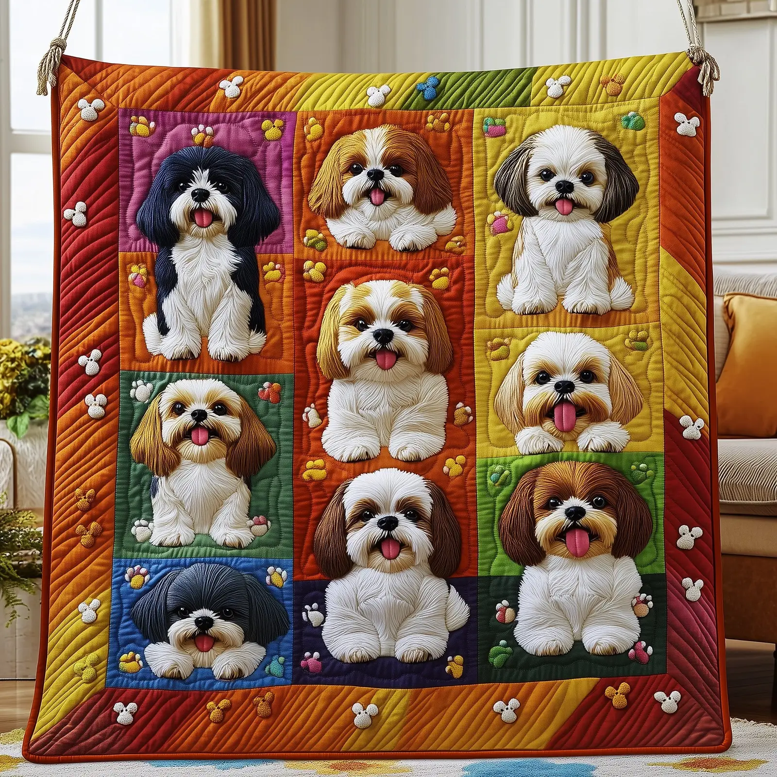 Shih Tzu Quilted Blanket Charming Dog Design Gift Ideas For Shih Tzu Lovers Shih Tzu Quilted Blanket Charming Dog Design Gift Ideas For Shih Tzu Lovers - Image 1