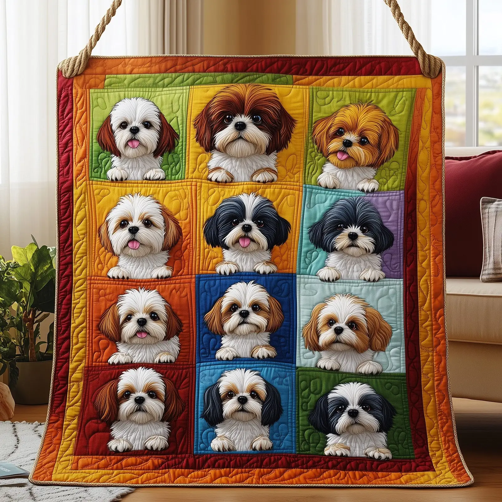 Shih Tzu Quilted Blanket Lightweight Comfort Throw Gift Ideas For Shih Tzu Lovers