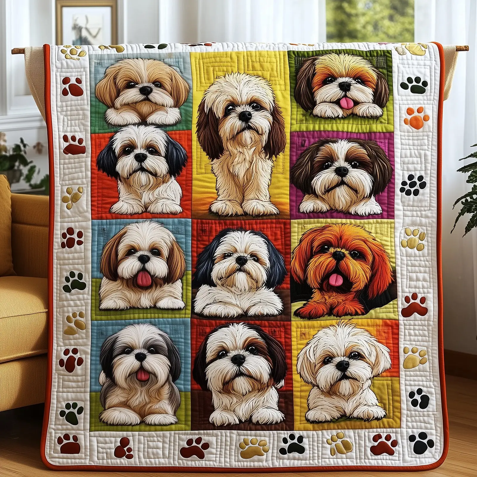 Shih Tzu Quilted Blanket Luxury Dog Breed Quilt Gift Ideas For Shih Tzu Lovers