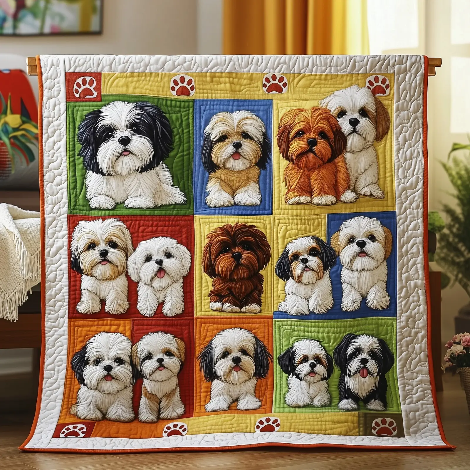 Shih Tzu Quilted Blanket Premium Pet Lover'S Gift Gift Ideas For Shih Tzu Lovers