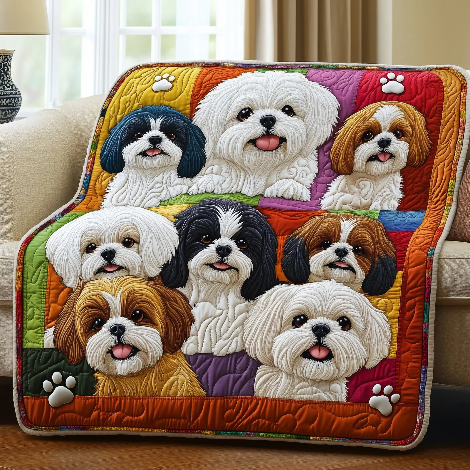 Shih Tzu Quilted Blanket Warm And Snuggly Cover Gift Ideas For Shih Tzu Lovers