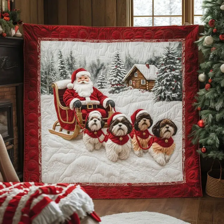 Shih Tzu Reindeer Quilt Soft Quilt Blanket Gift to Warm Hearts Shih Tzu Reindeer Quilt Soft Quilt Blanket Gift to Warm Hearts - Image 1