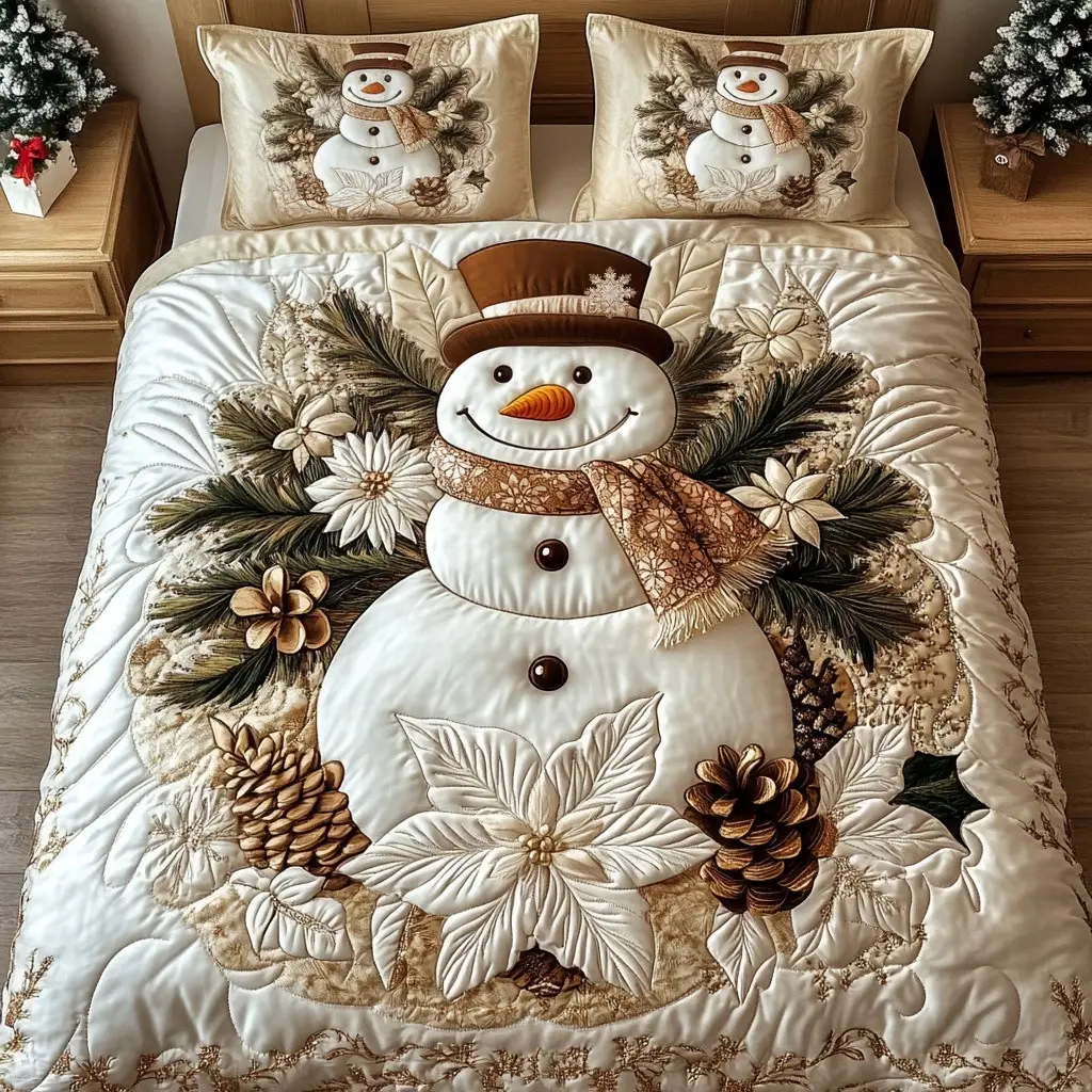 Shimmering Tranquility Quilted Bedding Set Elegant Bedroom Decor Cozy Home Gift For Her